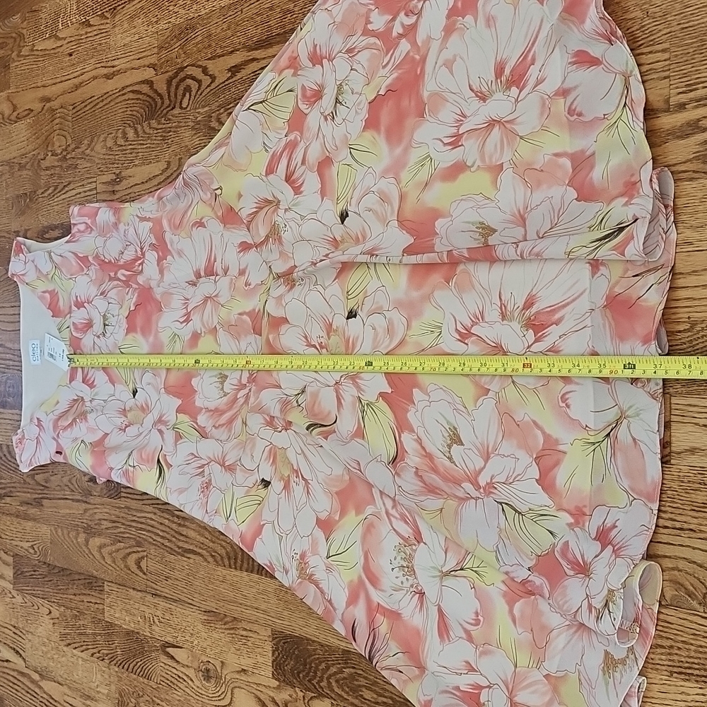 (14) NWT Cleo Petites Full Skirt Romantic Vacation Vibes Light Floral Flowy - Picture 2 of 7